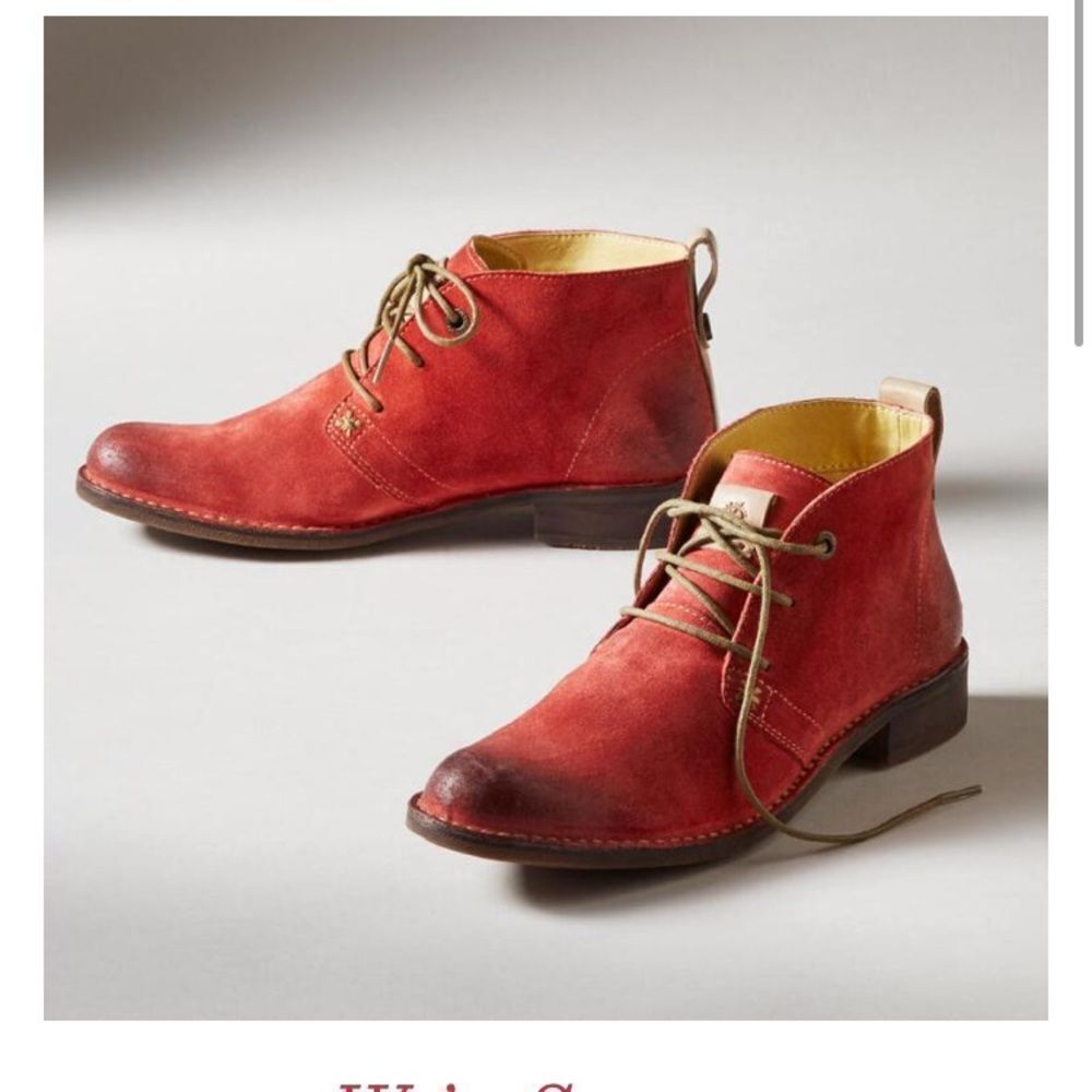 Bussola Anthropologie Sevilla distressed red chukka boots 38